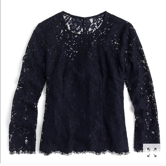 J. Crew Navy Lace Top - Picture 1 of 4